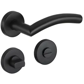 Meintürgriff Drückergarnitur Neapel Edelstahl Schwarz Türgriff Türdrücker Rosettengarnitur, BB-