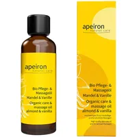 apeiron natural care Massageöl Entspannung Bio 75ml - Bio Mandelöl mit wohltuendem Mandel und Vanille Duft - Wertvolle Mineralstoffe und Vitamine - Pflegendes Körperöl