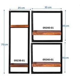 SIT Möbel Wandregal-Set 65 x 25 x 75 cm Antikschwarz
