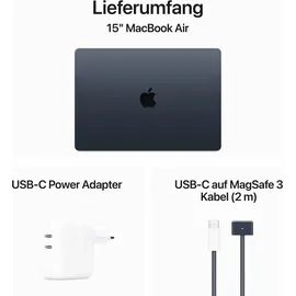 Apple MacBook Air M3 2024 15,3" 16 GB RAM 512 GB SSD 10-Core GPU Mitternacht