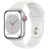 Apple Watch Series 8 GPS + Cellular 41 mm Aluminiumgehäuse silber, Sportarmband weiß