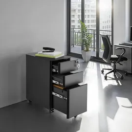 Tectake Aktenrollschrank 30 x 50 x 59,5 cm Schwarz