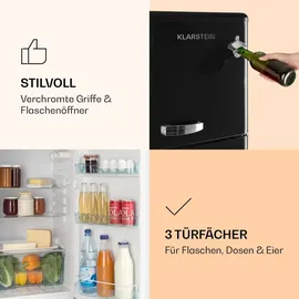 Klarstein Audrey Retro-Kühl-Gefrierkombination (136 l, 1295 mm hoch, Schwarz)