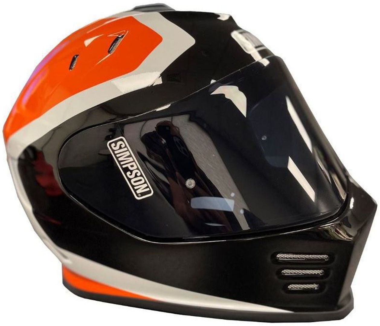 Simpson Venom Milwaukee Helm, zwart-wit-oranje, XS Voorman