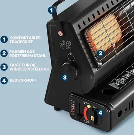 qivee Gasheizung 2In1 Gasheizer Heizgerät Tragbare Camping Butan Infrarot