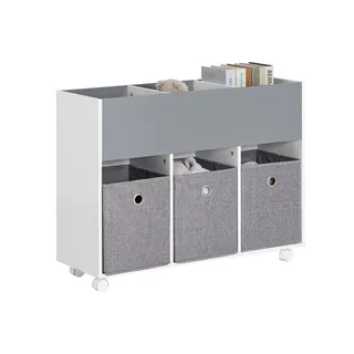 SoBuy Kinderregal mit 3 Stoffboxen Bücherregal Kinderzimmer Regal mit Rollen Kinder- - Jugendzimmer, Kindermöbel, Kinderregale