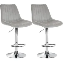 CLP Barhocker Toni 2er Set drehbar höhenverstellbar 40 x 40 x 75 cm Grau