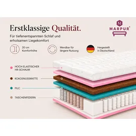 marpur 7 Zonen Kokos-Taschenfederkernmatratze Folyeso 180 x 200 cm H3/H4