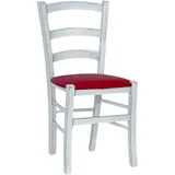 Stuhl Holz Venedig Antik Weiß Mit Sitzend Farbe Rot