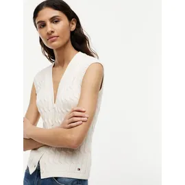 Tommy Hilfiger regular fit Strickweste aus reiner Baumwolle, Ecru, XL