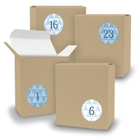 Adventskalender zum Füllen 24x Quader BRAUN + Sticker V08 Z26