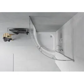 Mexen Rio Halbrunde Duschkabine 80 x 80 cm, Gestreift, Chrom + Duschwanne Weiß - 863-080-080-01-20-4710