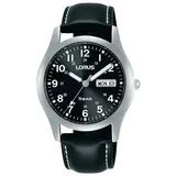 Lorus Herren Analog Quarz Uhr mit Leder Armband RXN79DX9