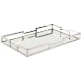 Fink Dekotablett, Silber, Metall, Glas, rund, 40x5x25 cm, Dekoration, Dekoartikel, Dekoteller & -tabletts