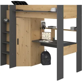 Parisot Hochbett Heavy 90 x 200 cm Eiche braun