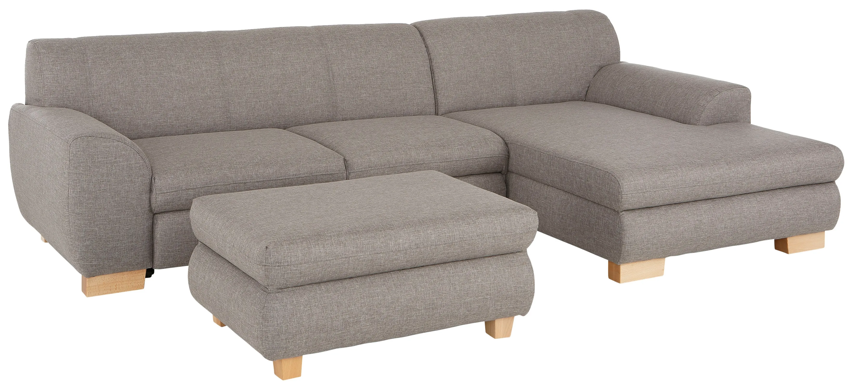 Ecksofa HOME AFFAIRE "Nika L-Form", silber, B:277cm H:84cm T:84cm, Struktur fein (100% Polyester), 100% Polyester/ 85% Polyester+15% Polyacryl Melrose/Struktur, Sofas, Polsterecke, Struktur fein oder Melrose/Struktur, mit Bettfunktion