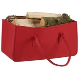 Relaxdays Kaminholztasche Filz 25 x 25 x 50 cm 4 Stück rot