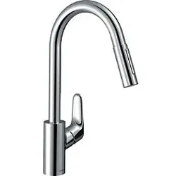 hansgrohe Focus Küchenarmatur 31815000 chrom, schwenkbarer Auslauf, herausziehbare Brause