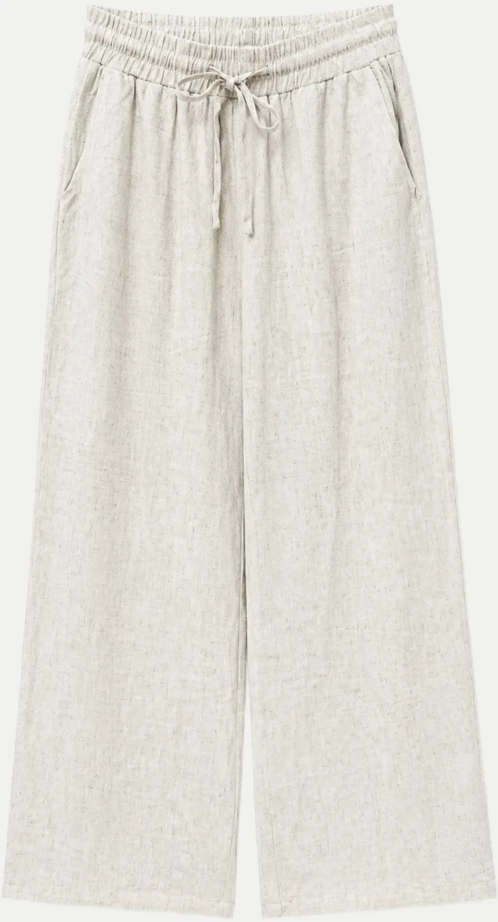 Wide-Leg Hose mit Leinenanteil Beige S