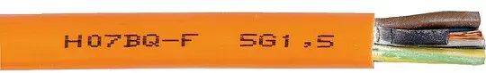 Schwere Gummischlauchleitung H07BQ-F orange 5 G x 2,5 mm2 - Rolle 50 m ** 1m/5,16 EUR