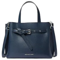 Michael Kors Emilia Umhängetasche aus genarbtem Leder, klein, Marineblau