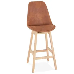 Hochstuhl und Küchenhocker aus Holz mit Mikrofaserbezug | Snackhocker für Mahlzeiten mit hoher Rückenlehne | Skandinavisches Design | Kadima Design