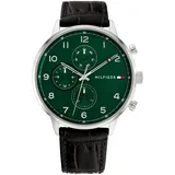Tommy Hilfiger Multi Zifferblatt Quarz Uhr für Herren mit Schwarzes Lederarmband - 1791985