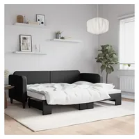 VidaXL Tagesbett Ausziehbar Schwarz 80x200 cm Stoff - Schwarz