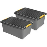 Kreher Technik Aufbewahrungsbox Solid Box 40 l 2-tlg. Grau