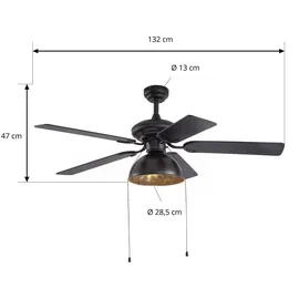 LUCANDE Shamoian 132 cm Deckenventilator Schwarz