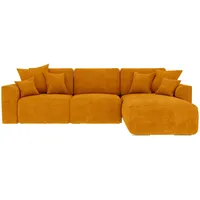 Carryhome Ecksofa, Gelb, Textil, 3-Sitzer, Ottomane rechts, L-Form, 293x195 cm, Stoffauswahl, Liegefunktion, seitenverkehrt erhältlich, Rücken echt, Wohnzimmer, Sofas & Couches, Wohnlandschaften, Ecksofas