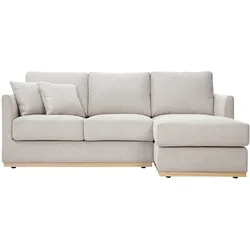 Ecksofa aus beigem Textur-Veloursstoff rechts 3-Sitzer MOSS