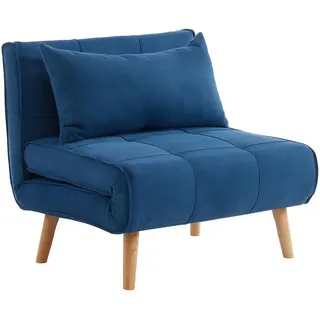 vente-unique Schlafsessel CHILA Polyester 90 x 83 x 82 cm Blau mit Kissen