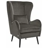 Guido Maria Kretschmer Home & Living Sessel "Salla auch in Fellimitat und Feincord, viele Bezugsarten, Ohrensessel", grau (anthrazit), B:78cm H:118cm T:94cm, Samtcord (92% Polyester 8% Polyamid), Struktur (100% Polyester), Struktur Hahnentritt (100% Polyester), Struktur fein (100%