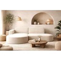 kaiser möbel Ecksofa mit runden Abschlüssen aus Cordstoff – MODENA Studio, Ecru, Links
