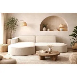 kaiser möbel Ecksofa mit runden Abschlüssen aus Cordstoff – MODENA Studio, Ecru, Links