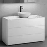 neoro n50 Unterschrank B: 120 cm mit 3 Auszügen, Waschtisch Ø 40 cm weiß matt, B: 120.5 BN0064WM+BN0454WH+BN0404C1