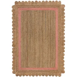 Einzigartiger Jute Teppich Grace, Handarbeit, von Kadima Design. Farbe: Braun-Rosa, Größe: 160x230 cm
