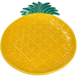 Pina Teller klein flach Ananas-Relief Kuchen Obst Sommer Party 3D-Look bunt