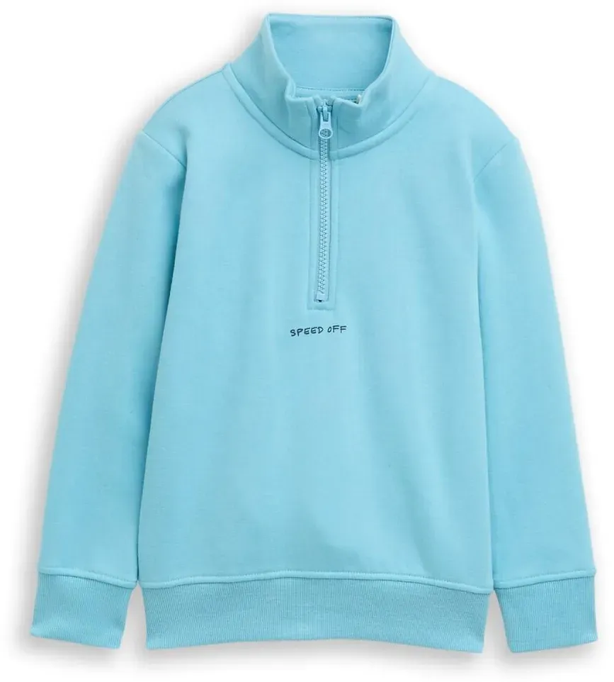 TOM TAILOR Jungen Sweatshirt mit Reißverschluss, blau, Uni, Gr. 116/122