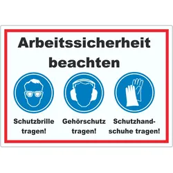 Arbeitssicherheit Augen Ohren Hände Aufkleber A6 (105x148mm)