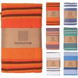 MOMOMUS Picknickdecke XXL für den Strand - Faltbar, Groß und Mit Fransen - Strandmatte/Stranddecke Sandfrei für Picknicks oder Leichte Campingdecke - Orange, 210x240 cm