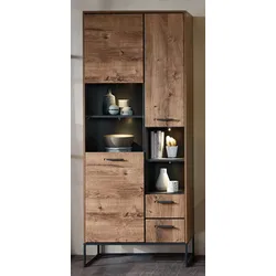 Wohn-Concept Manhattan Vitrine Holzwerkstoff/Metall Haveleiche Cognac/Graphit - Graphit