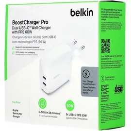 Belkin BoostCharge Pro USB-C Dual, Power Del.weiß WCB010vfWH