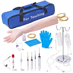 VEVOR Phlebotomie-Kit, IV Übungsarm Übungssätze, Phlebotomie-Arm-Praxis-Kit 560 x 130 x 70 mm, Trainingsarm für Intravenöse Injektion Inkl. IV-Ständer, Infusionsschlauch, Aderpresse, Tragtasche usw.