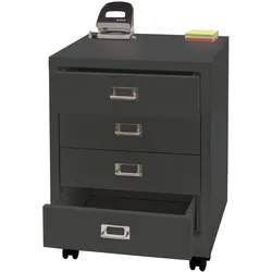 Rollcontainer MCW-L49, Schubladenschrank Stahlschrank Aktenschrank, Metall 55x40x41cm 4 Schubladen ~ dunkelgrau