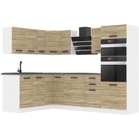 Belini Küchenzeile Küchenblock Küche L-Form MELANIE Küchenmöbel mit Griffe, Einbauküche ohne Elektrogeräten mit Hängeschränke und Untersch...