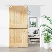 vidaXL Schiebetür mit Beschlag 90x210 cm Massivholz Kiefer