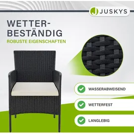 Juskys Fort Myers Polyrattan Gartenmöbel-Set Schwarz/Creme