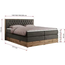 MKS Meble Boxspringbett Amore King 160/200 Dunkelgrau Velvet - H3